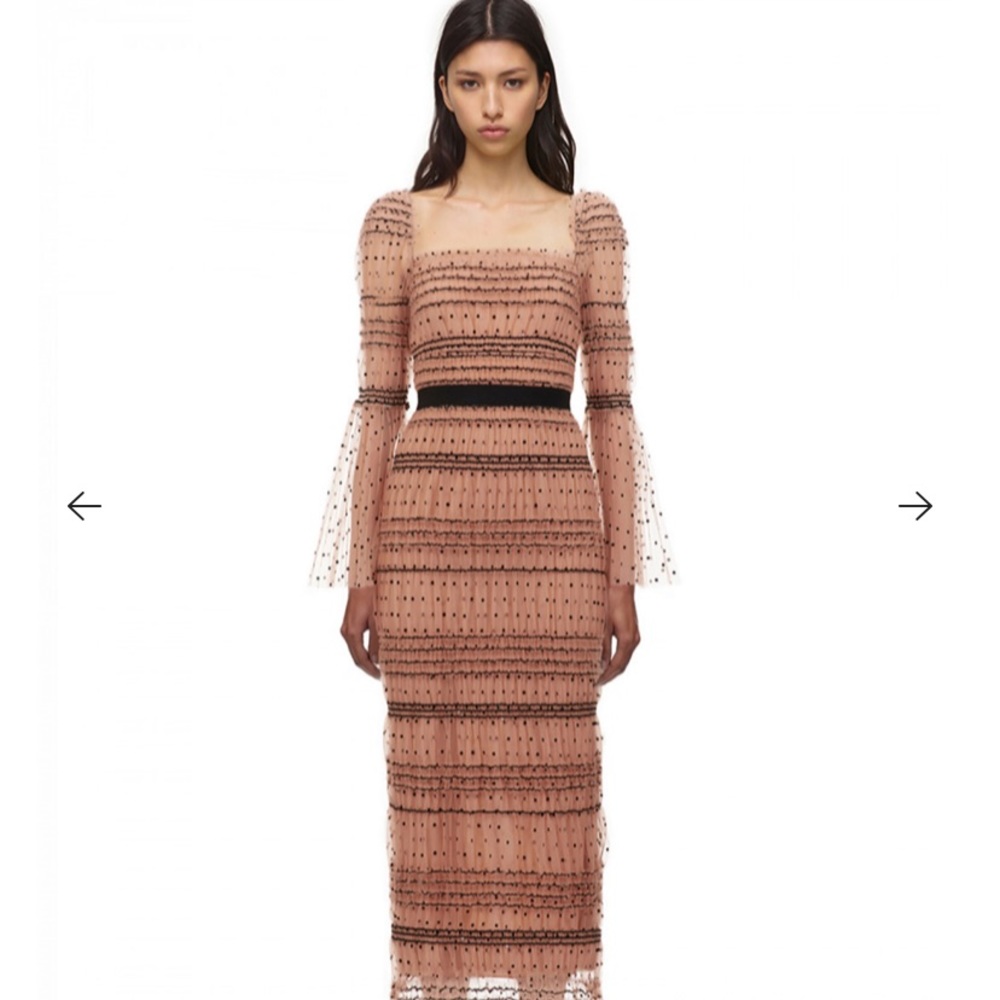 Self-Portrait Shirred Polka Dress
